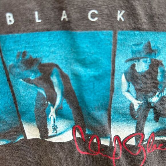 Vintage Clint Black "Down The Black Top We Go" Men's L Vintage T-Shirt Black - Picture 3 of 9